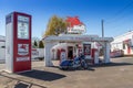 Crossett`s Red Horse Diner Mobilgas Station Road Side Attraction on a sunny spring day