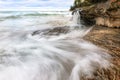 Elliot Falls on Miners Beach at Pictured Rocks. Munising, Michigan Royalty Free Stock Photo