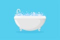 Ellipse bathtub with relax foam and bubbles. Tub with faucet. Vector illustration Royalty Free Stock Photo