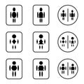 Ellipse diamond hexagon shape toilet sign icons set