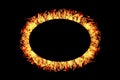 ellipse fire frame isolated on black Royalty Free Stock Photo