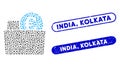 Ellipse Mosaic Euro Wallet with Grunge India, Kolkata Stamps