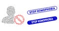 Ellipse Mosaic Forbidden User with Grunge Stop Homophobia Stamps