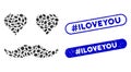 Ellipse Mosaic Lover Smiley with Textured HashTag Iloveyou Seals