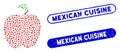 Ellipse Mosaic Red Apple with Distress Mexican Cuisine Watermarks