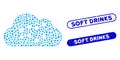 Elliptic Collage Cloud Charts with Scratched Soft Drinks Stamps