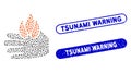 Elliptic Mosaic Burn Hand with Distress Tsunami Warning Stamps