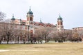 Ellis Island Immigrant Station Main Building in New York City. Historic Structure and Bare Trees in the Park Royalty Free Stock Photo