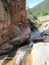 Ellison Creek waterfall in Arizona with people below Royalty Free Stock Photo