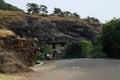 ELLORA, AURANGABAD, MAHARASHTRA, October 2018, Tourist at the facade of cave 11, Buddhist caves