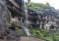 Ellora temple religious complex with Buddhist, Hindu and Jain cave temples and monasteries, UNESCO world heritage site, India Royalty Free Stock Photo