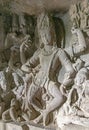 Sculptures at Ellora a religious complex with Buddhist, Hindu and Jain cave temples and monasteries, a world heritage, India Royalty Free Stock Photo