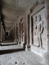 Ellora caves temple of lord shiva grate temple gallery statue wall with nindi