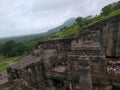 Ellora caves temple of lord shiva top front side view with people