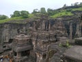 Ellora caves temple of lord shiva top front side view with people