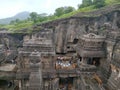 Ellora caves temple of lord shiva top side view with people