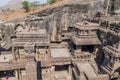 ELLORA, INDIA - FEBRUARY 7, 2017: Carved Kailasa Temple in Ellora, Maharasthra state, Ind