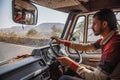 Ellora, Maharashtra, INDIA - JANUARY 15, 2018: Indian van driver driving