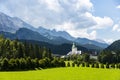 Elmau Hotel and green nature against the high alps-mountains