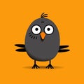 Whimsical Grey Bird Icon On Orange Background