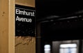 Elmhurst Avenue Subway Station Sign in New York City Royalty Free Stock Photo