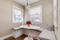 A small breakfast nook with bench seating.