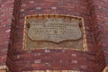 ELMORE, AUSTRALIA - February 29, 2020: Concrete plaque 1891 on the original water tower, commemorating the Elmore Urban
