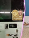 Elon Musk Dogecoin bitcoin crypto ATM Royalty Free Stock Photo