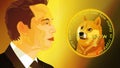 Elon Musk and Dogecoin. Profile portrait of Elon Musk Royalty Free Stock Photo