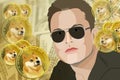 Elon Musk and Dogecoin. Profile portrait of Elon Musk Royalty Free Stock Photo