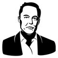 Elon Musk Famous founder ceo Vector Portrait illustration Royalty Free Stock Photo