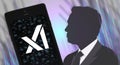 2023 Elon Musk Portrait and X.Ai logo is a new artificial intelligence AI company founded by Elon Musk