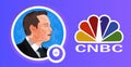 Elon Musk profile and CNBC logo. Elon Musk was interviewed by CNBC host after the 2023 Tesla shareholder meeting in Austin, Texas