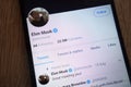 Elon Musk Twitter account displayed on a modern smartphone