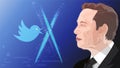 Elon Musk, twitter logo and mysterious app X