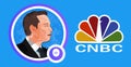 Elon Musk profile and CNBC logo. Elon Musk was interviewed by CNBC host after the 2023 Tesla shareholder meeting in Austin, Texas