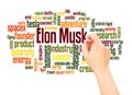 Elon Musk word cloud hand writing concept