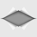A elongated hole cut into a white piece of paper. Dark gray background under it. Vector illustration Royalty Free Stock Photo