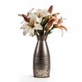 Elongated Metal Vase With Lilies - Rustic Americana Tabletop Photography