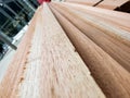 Elongated rectangular wood pile for interior industrial processing