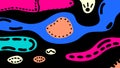 Elongated shapes, spots. Abstract illustration. Bright colors on a black background