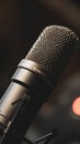 Eloquent Echo: Closeup of Tabletop Microphone in Captivating Isolation