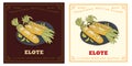 Elote Grilled Mexican Street Corn retro vintage illustration