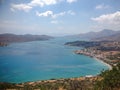 Elounda, Crete, Greece - September 2: view from the mountain to the beautiful blue bay