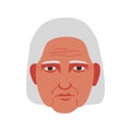 elrderly grandma gray head face avatar icon flat vector