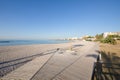 Els Terrers Beach in Benicassim with wooden boardwalk Royalty Free Stock Photo