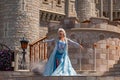 Elsa singing on  Mickey`s Royal Friendship Faire on Cinderella Castle in Magic Kingdom at Walt Disney World Resort  2 Royalty Free Stock Photo