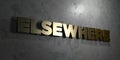 Elsewhere - Gold sign mounted on glossy marble wall - 3D rendered royalty free stock illustration