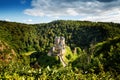Eltz Castle, a medieval castle located in Germany, Rheinland Pfalz, Mosel region. Beautiful old castle, famous tourist Royalty Free Stock Photo