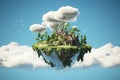 Elusive Floating island clouds. Generate Ai